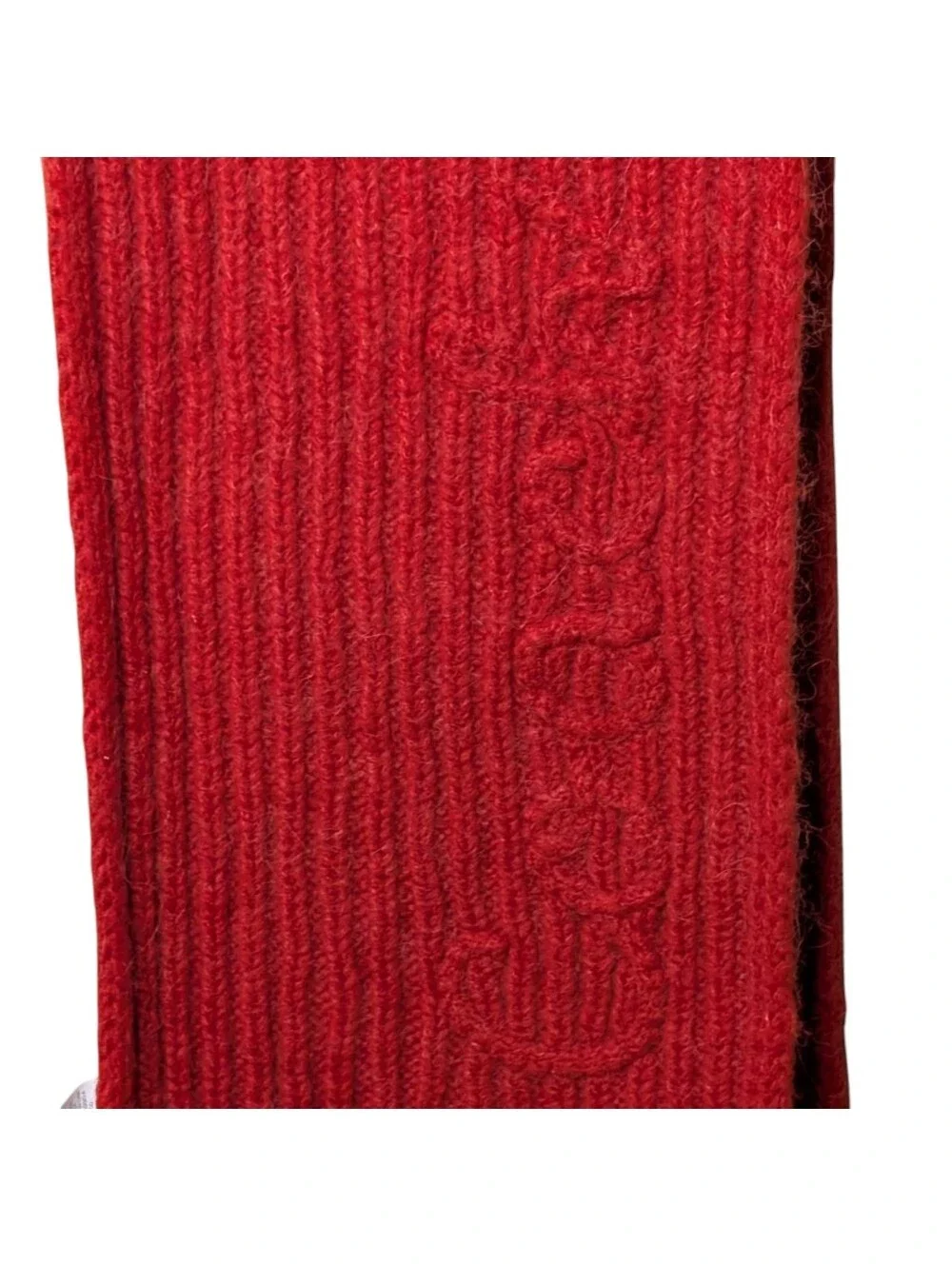 NWT Coach Red Ribbed Knit Wool Blend Muffler Scarf Script Logo Luxury Chunky OS
